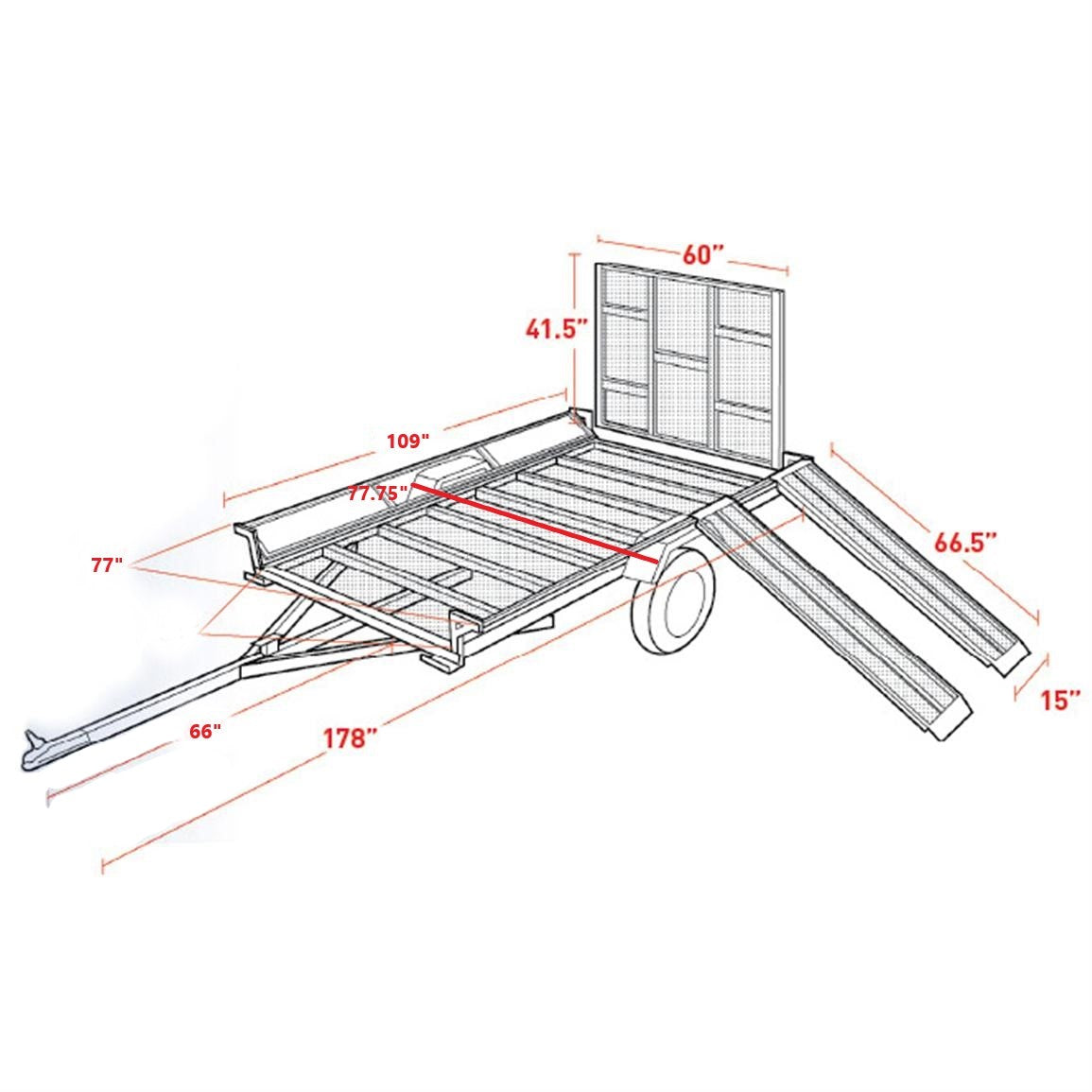 5ft. x 9ft Sportstar II Steel Mesh-floor Utility Trailer with Rear Gate/Ramp 1420-lb. Load Capacity NS2