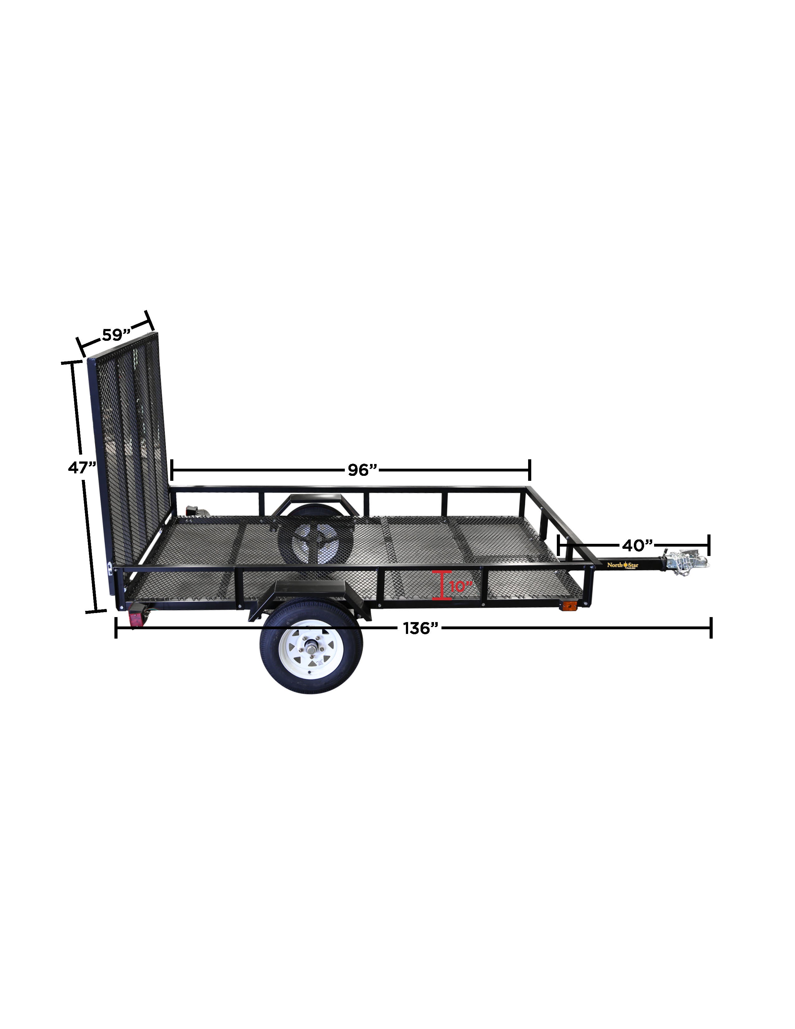 5ft x 8ft Allstar Utility Trailer with Rear Loading Ramp 1635lb load capacity NN58
