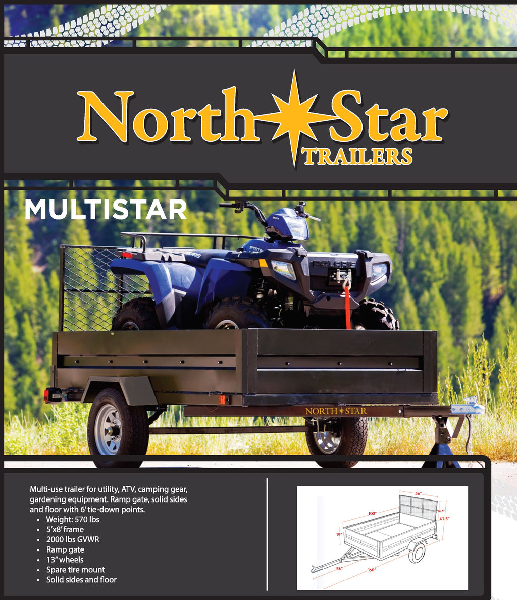 5ft x 8ft Multistar Multi-Purpose Utility Trailer with Ramp 1430-lb load capacity ML
