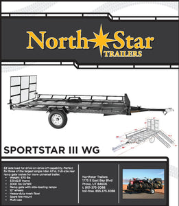 5.5ft x 12.5ft Sportstar III Multi Use Trailer Kit Full Size Ramp 2330-lb load capacity NS3